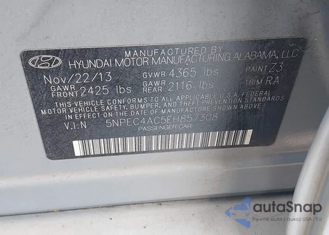 2014 Hyundai Sonata Limited из США, поврежденный, VIN 5NPEC4AC5EH857308